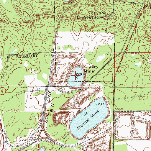 Topographic Map of Yawkey Mine, MN