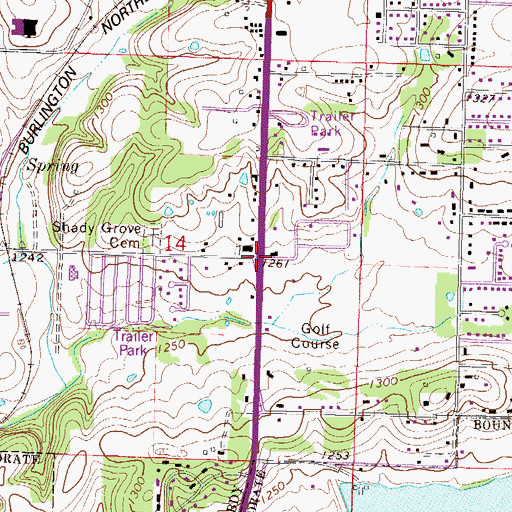 Topographic Map of Shady Grove, AR