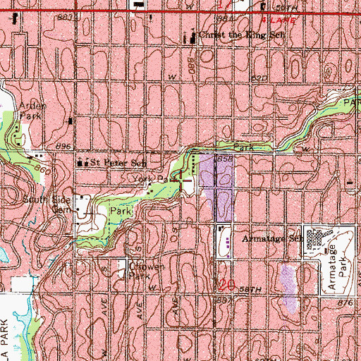 Topographic Map of York Park, MN