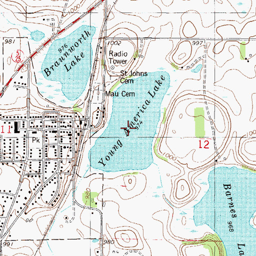 Topographic Map of Young America Lake, MN