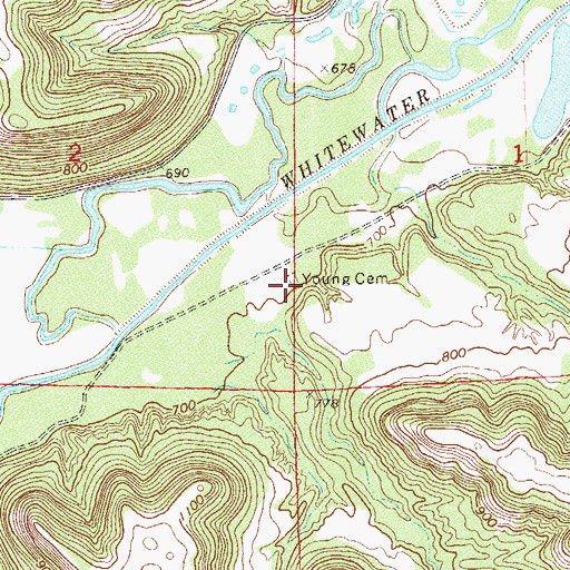 Topographic Map of Young Cemetery, MN