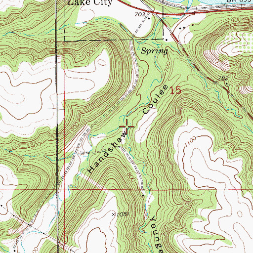Topographic Map of Younger Coulee, MN