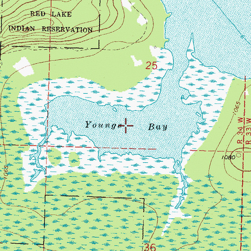 Topographic Map of Youngs Bay, MN