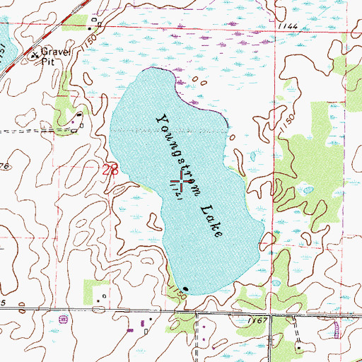 Topographic Map of Youngstrom Lake, MN