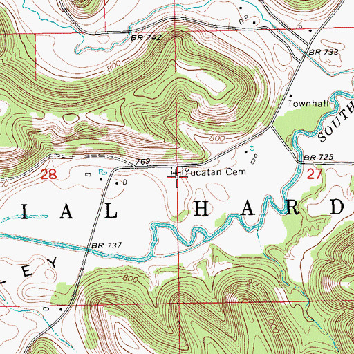 Topographic Map of Yucatan Cemetery, MN