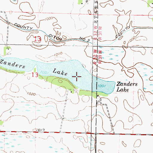 Topographic Map of Zanders Lake, MN