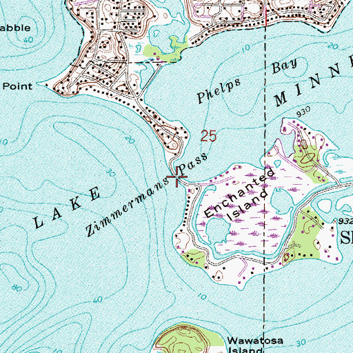 Topographic Map of Zimmermans Pass, MN