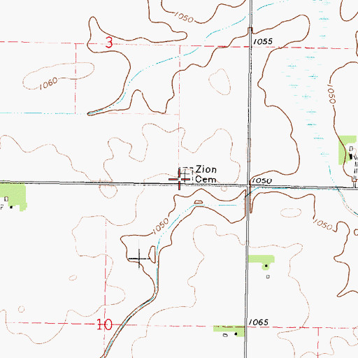 Topographic Map of Zion Cemetery, MN