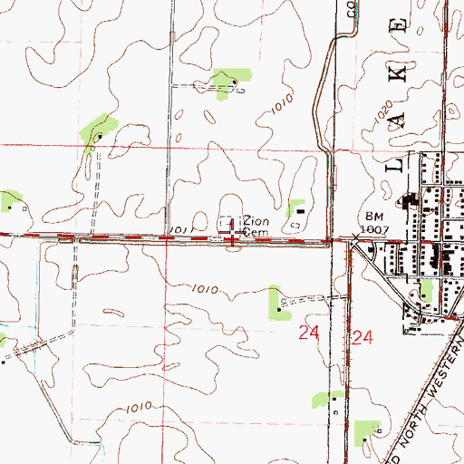 Topographic Map of Zion Cemetery, MN