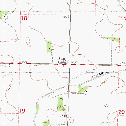 Topographic Map of Zion Cemetery, MN