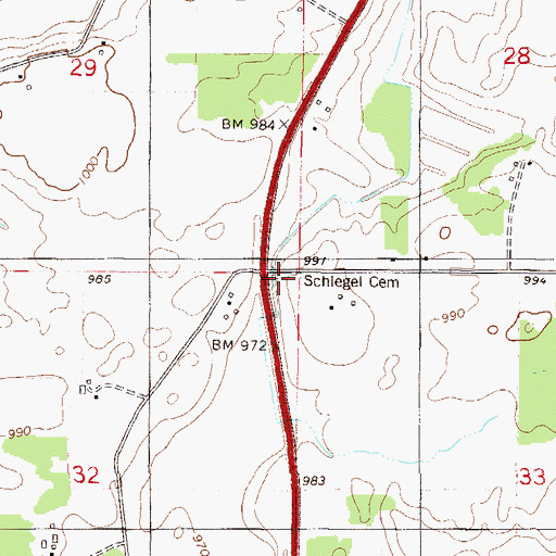 Topographic Map of Schlegel Cemetery, MN