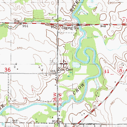 Topographic Map of Zion Cemetery, MN