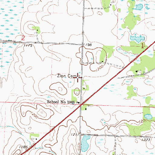Topographic Map of Zion Cemetery, MN