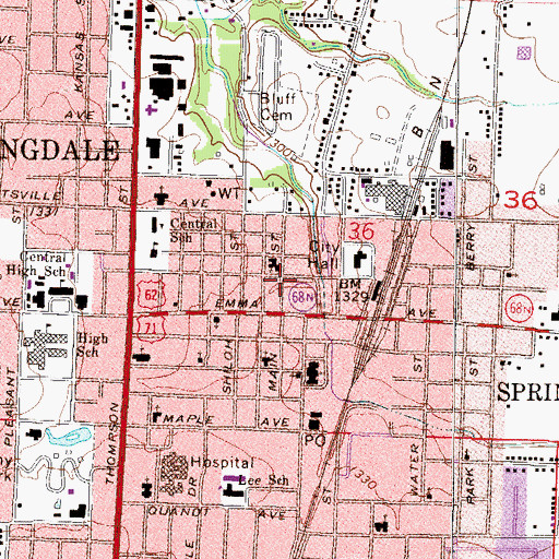 Topographic Map of Shiloh Historic District, AR