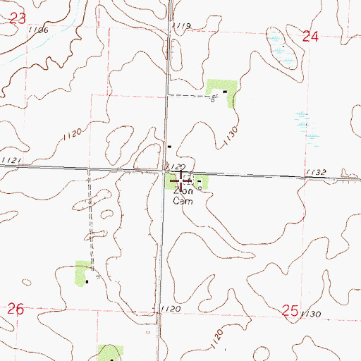 Topographic Map of Zion Cemetery, MN