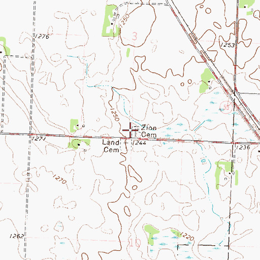 Topographic Map of Zion Cemetery, MN