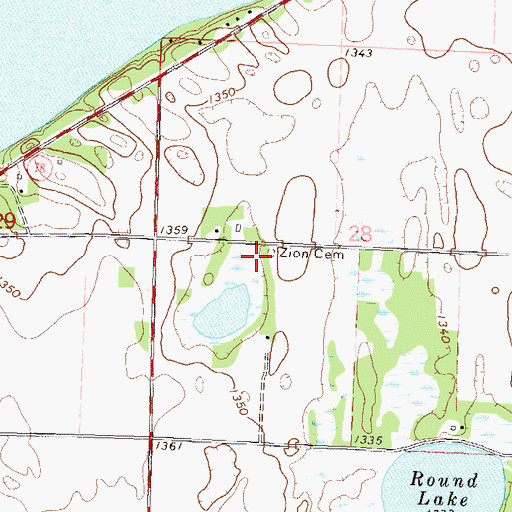 Topographic Map of Zion Cemetery, MN