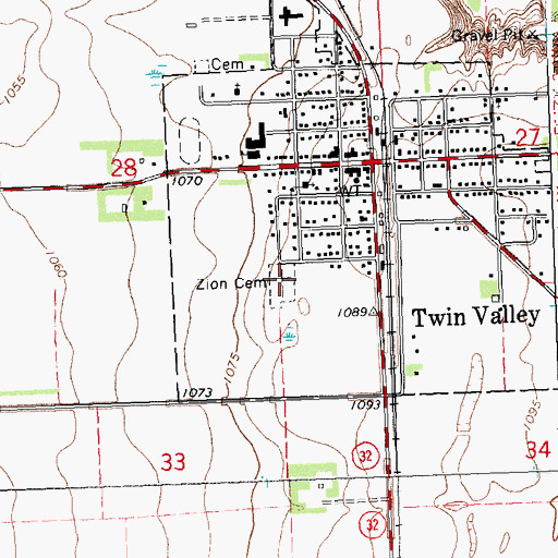 Topographic Map of Zion Cemetery, MN