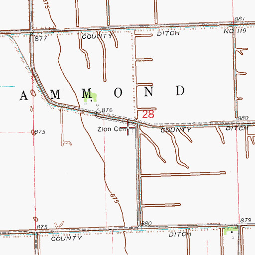 Topographic Map of Zion Cemetery, MN