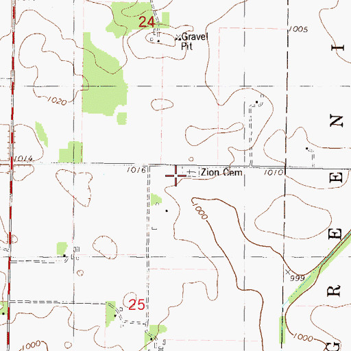 Topographic Map of Zion Church, MN