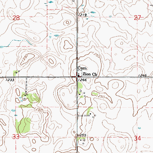 Topographic Map of Zion Church, MN