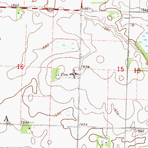 Topographic Map of Zion Church, MN