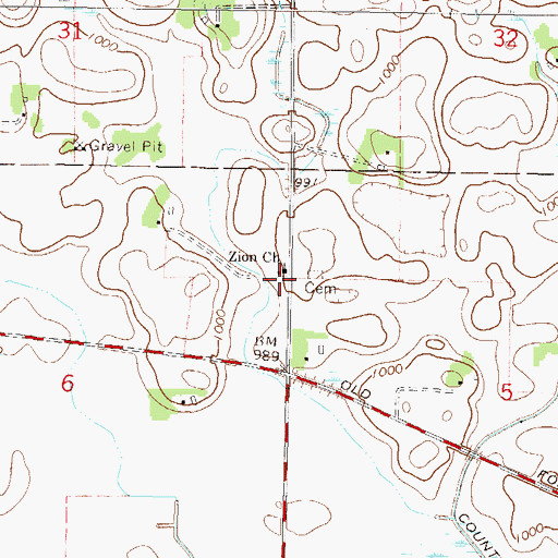 Topographic Map of Zion Church, MN