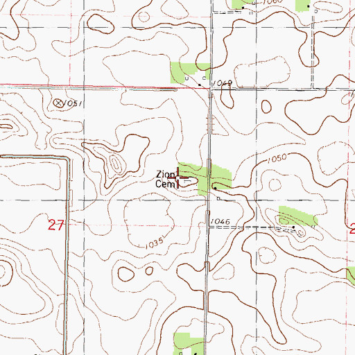 Topographic Map of Zion Lutheran Church (historical), MN