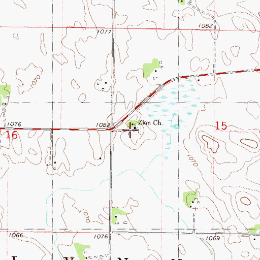 Topographic Map of Zion Church, MN