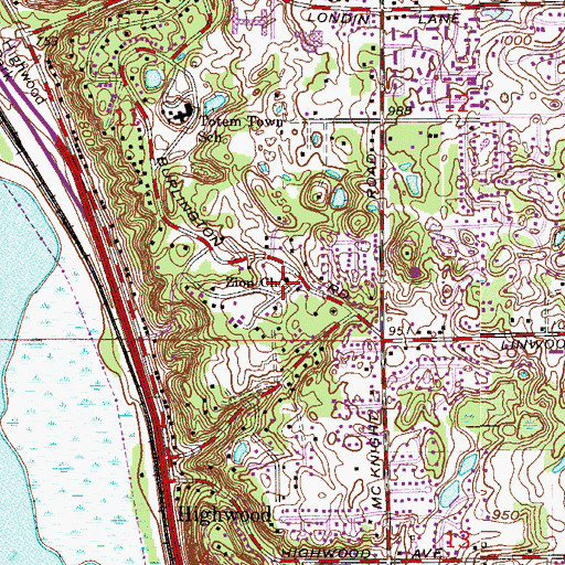 Topographic Map of Zion Church, MN