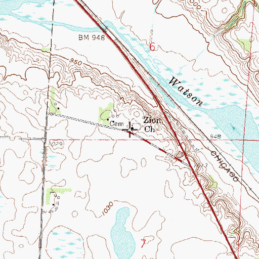 Topographic Map of Zion Church, MN