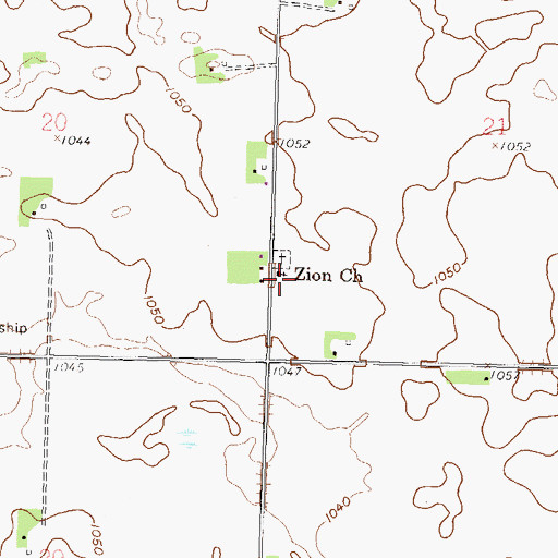 Topographic Map of Zion Church, MN