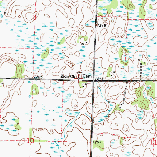 Topographic Map of Zion Church, MN