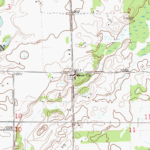 Topographic Map of Zion Church, MN