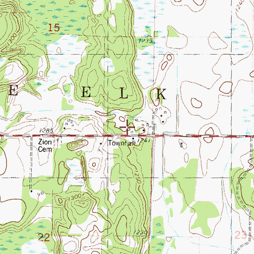 Topographic Map of Zion Church, MN
