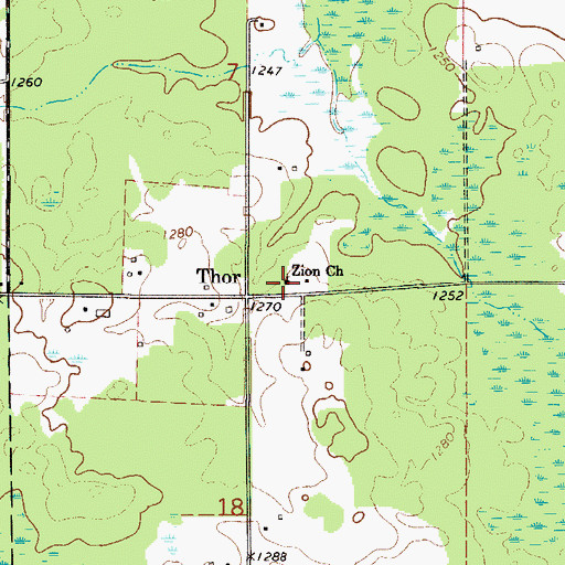 Topographic Map of Zion Church, MN