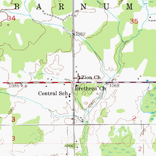 Topographic Map of Zion Church, MN