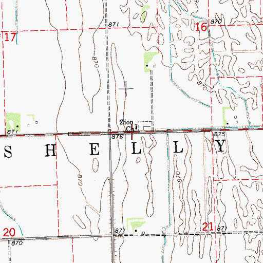 Topographic Map of Zion Church, MN