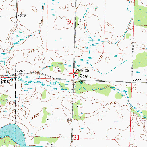 Topographic Map of Zion Church, MN