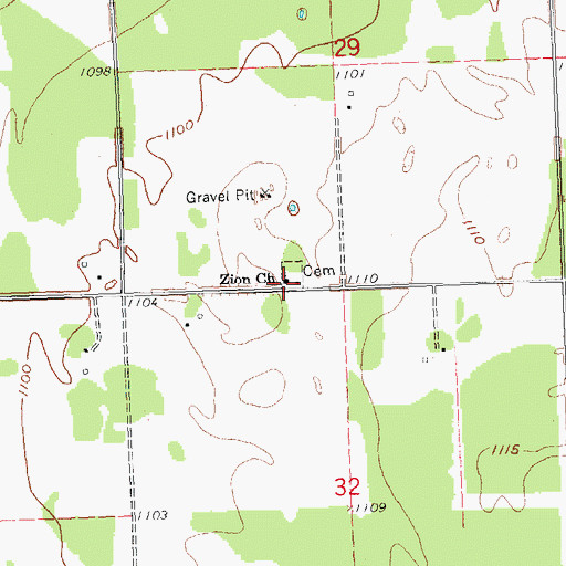 Topographic Map of Zion Church, MN