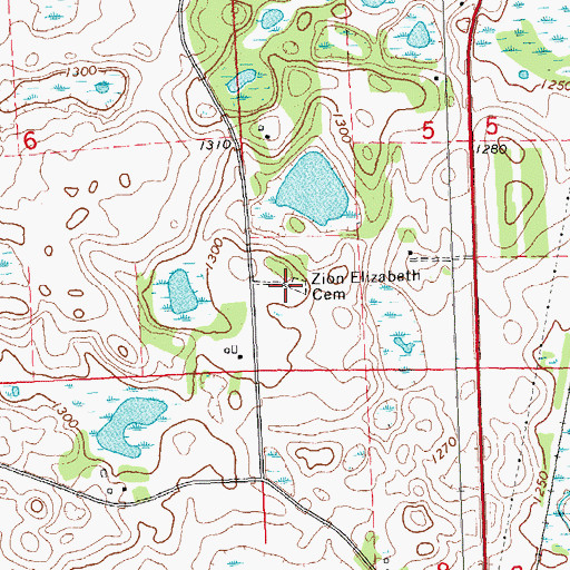 Topographic Map of Zion Elizabeth Cemetery, MN