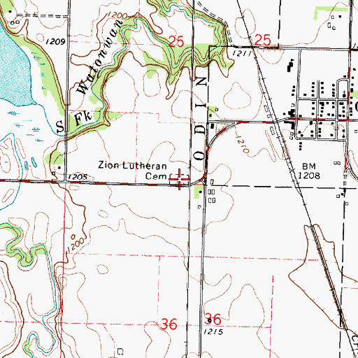 Topographic Map of Zion Lutheran Cemetery, MN