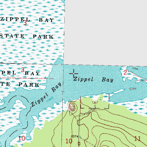 Topographic Map of Zippel Bay, MN