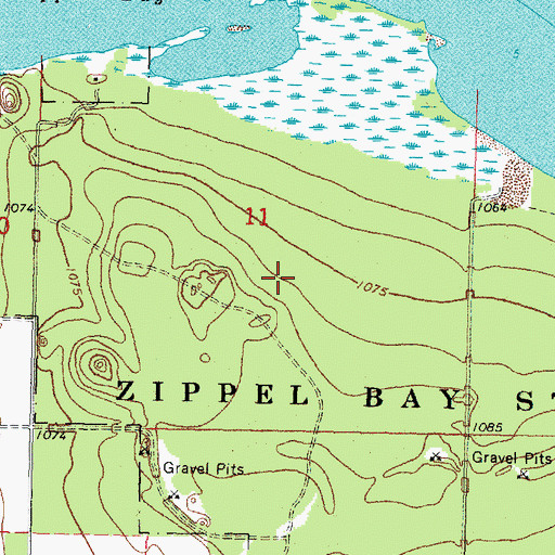 Topographic Map of Zippel Bay State Park, MN