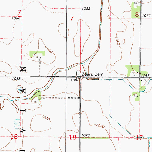 Topographic Map of Zoars Cemetery, MN