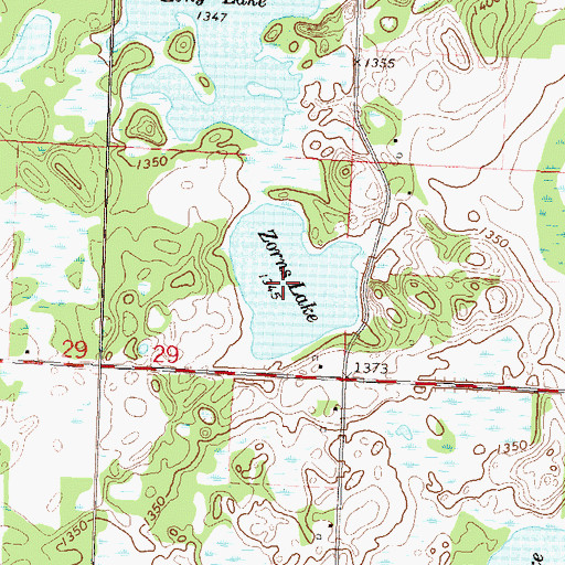Topographic Map of Zorns Lake, MN