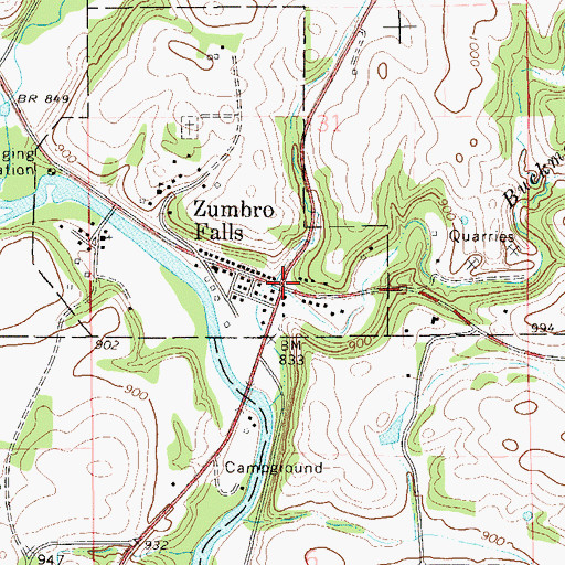 Topographic Map of Zumbro Falls, MN