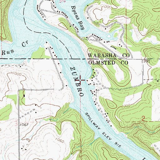 Topographic Map of Zumbro Lake, MN