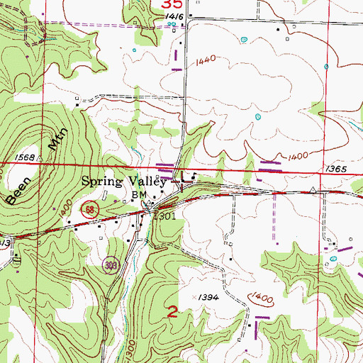 Topographic Map of Spring Valley Baptist Church, AR