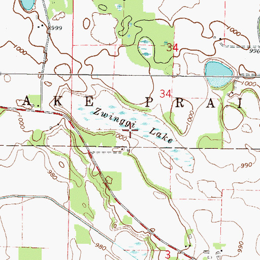 Topographic Map of Zwinggi Lake, MN